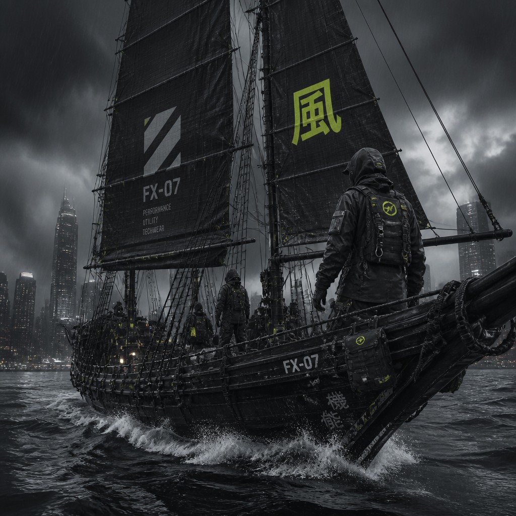 sailing ship on a stormy sea — Techwear Fashion