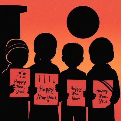 a group of young children holding up signs