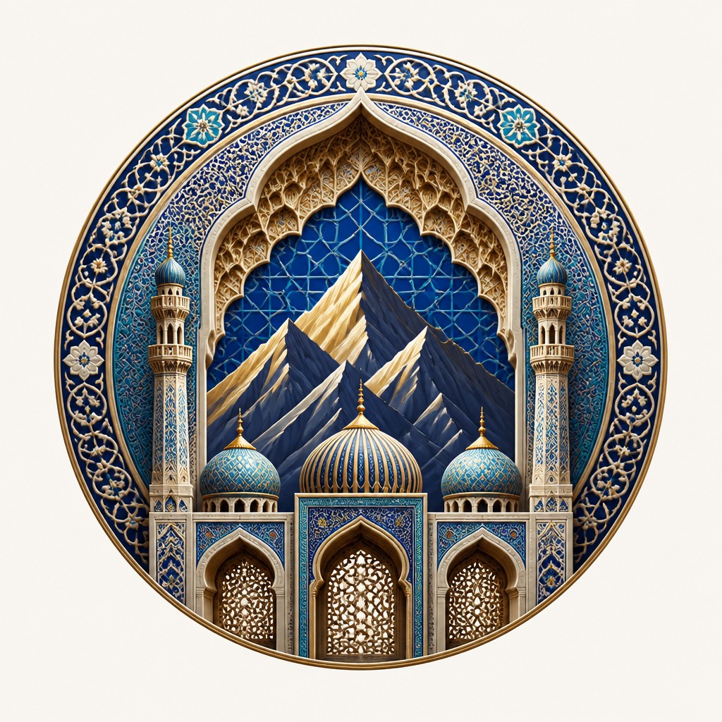 an emblem of a mountain peak inside a circle, simple bold shapes on a plain background, no text or lettering