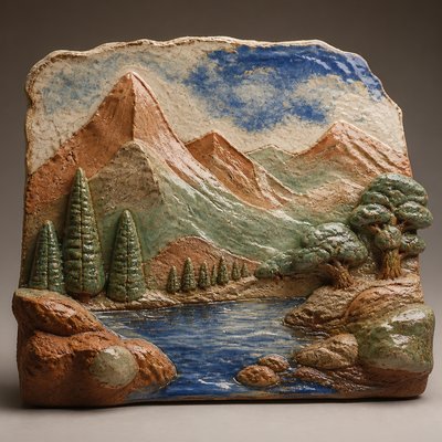 wide landscape with natural scenery — Ceramic Sculpture Art Style