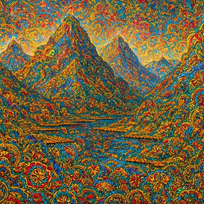 serene landscape with mountains and water
