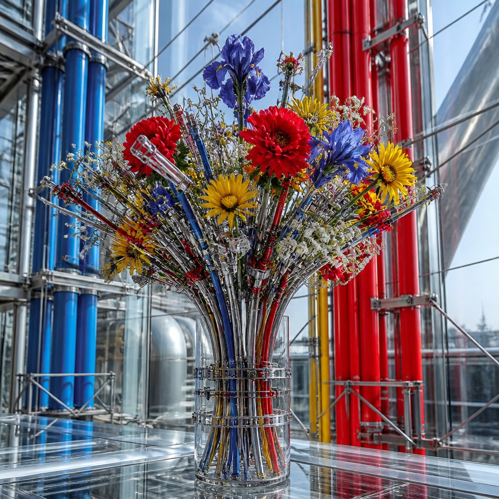 bouquet of flowers in a glass vase — High-Tech Architecture