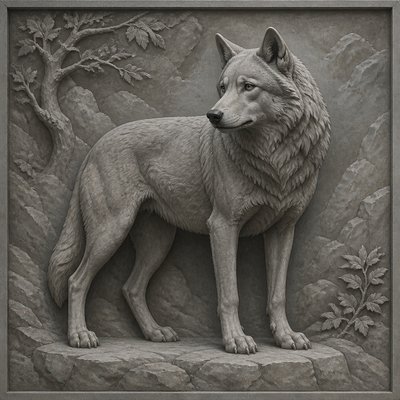 animal standing in natural pose — Grisaille Painting Style