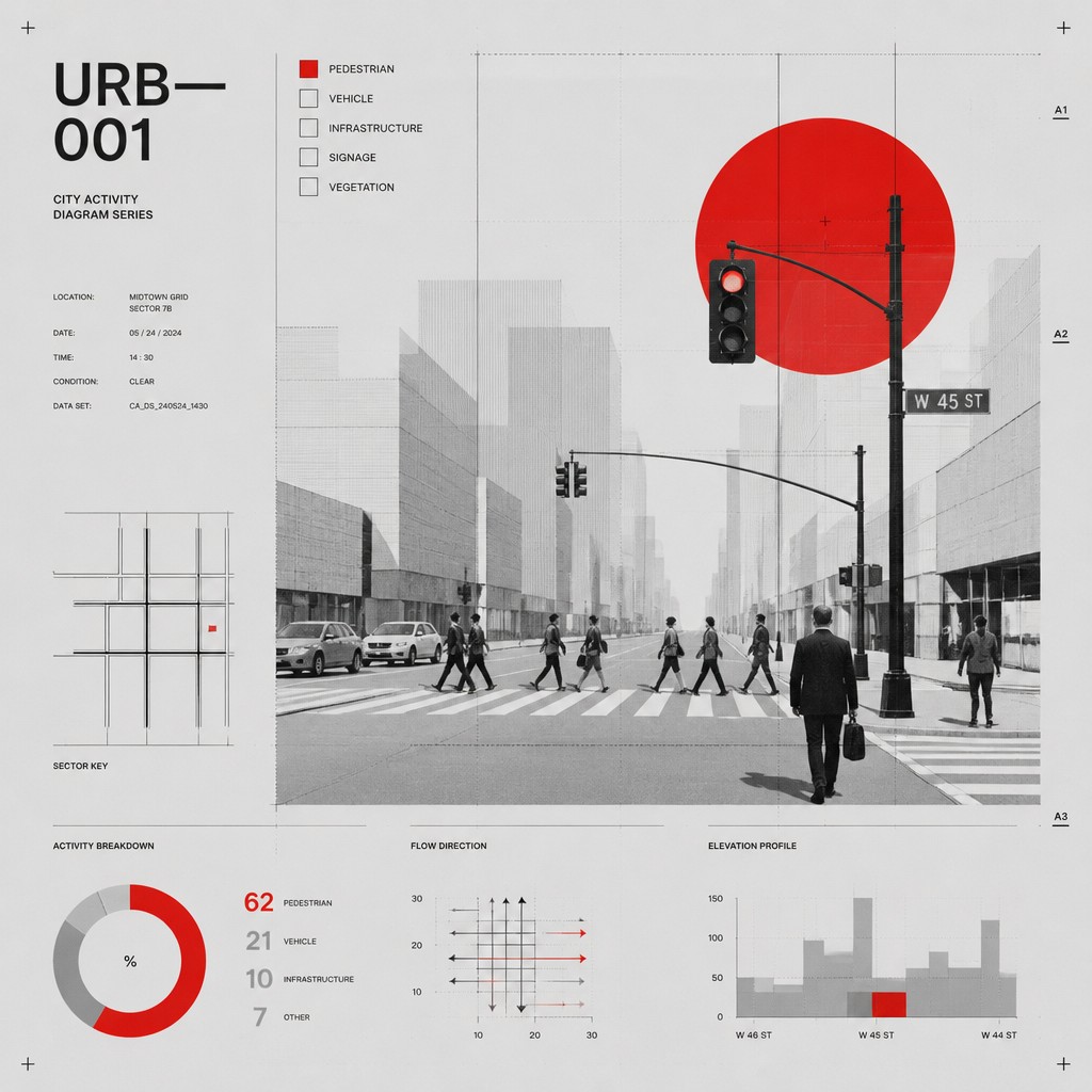 urban street with city activity