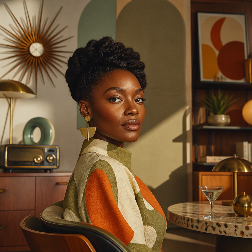 Mid-Century Modern Interior Design AI art example