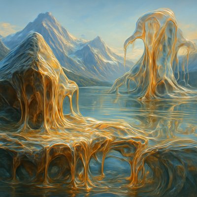 serene landscape with mountains and water