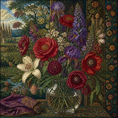 bouquet of flowers in a glass vase