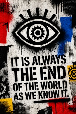 a painting with a quote on it that says it is always the end of the