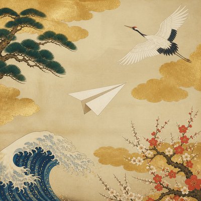 a paper plane, clean minimal composition on a plain background, no text