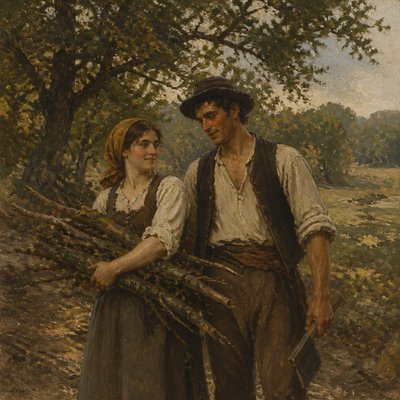 portrait of two people together — Barbizon Art Style