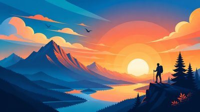 sweeping panoramic landscape with a dramatic sky
