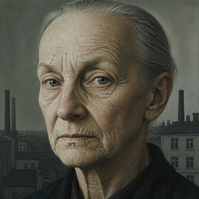 close-up portrait of an elderly person with expressive weathered features
