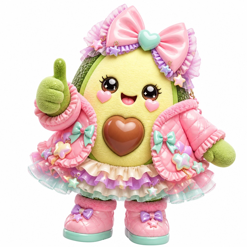 a happy avocado character giving a thumbs up, bold readable design on a plain background, no text