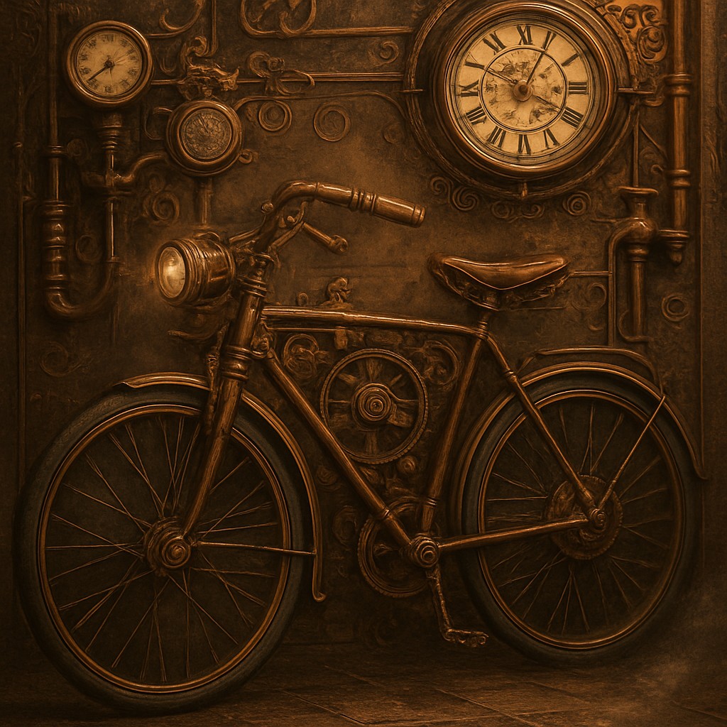 bicyle resting against a wall