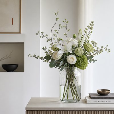 bouquet of flowers in a glass vase