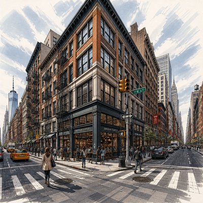 urban street with city activity