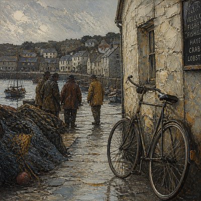 bicyle resting against a wall — Newlyn Art Style
