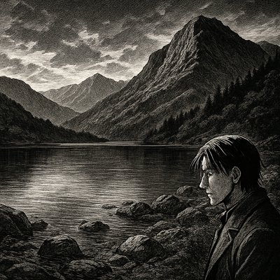 serene landscape with mountains and water