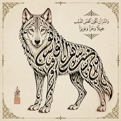 animal standing in natural pose — Calligraphy Art Style