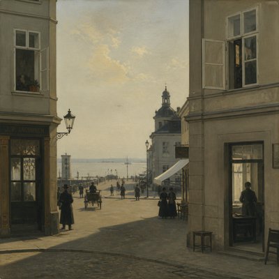 urban street with city activity — Danish Art Style