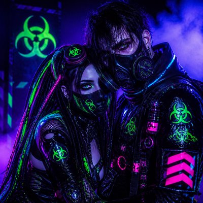 portrait of two people together — Cybergoth Aesthetic