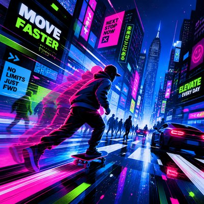 urban street with city activity — Motion Graphics Digital Art Style