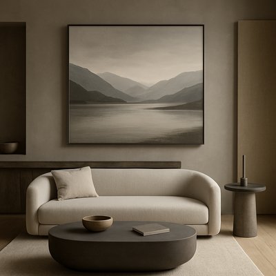 serene landscape with mountains and water