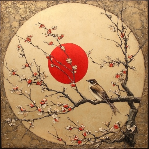 Japanese-inspired decorative panel in the art style of Aestheticism --v 6.1