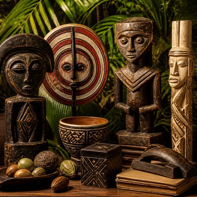 still life with everyday objects — Congo Art Style