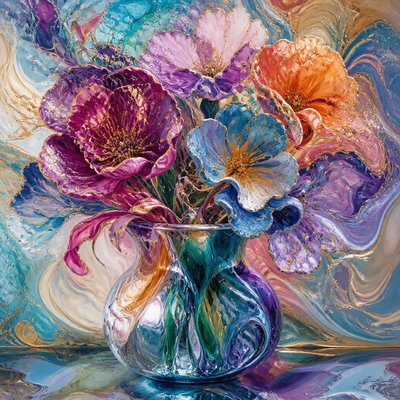 bouquet of flowers in a glass vase