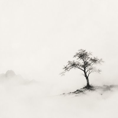 a tree in nature — Negative Space Art Style
