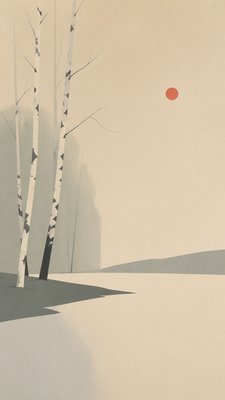 a serene birch forest in soft morning light, no people, no text