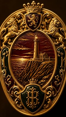 a lone lighthouse on a cliff at dusk under a dramatic sky, no text or lettering