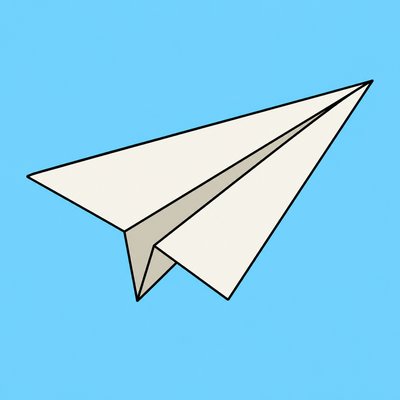 a paper plane, clean minimal composition on a plain background, no text