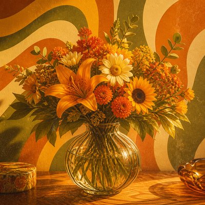 bouquet of flowers in a glass vase