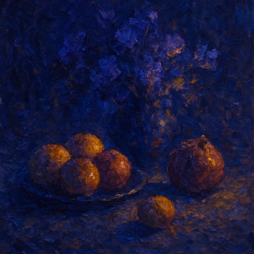 still life arrangement of fruits and flowers