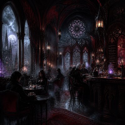 cozy cafe interior with warm lighting