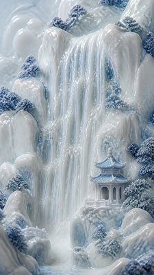 towering waterfall cascading down a cliff