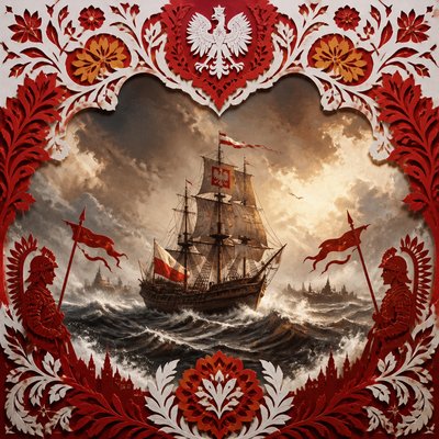 sailing ship on a stormy sea