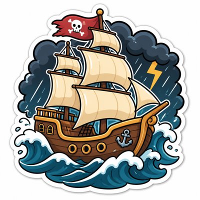 sailing ship on a stormy sea