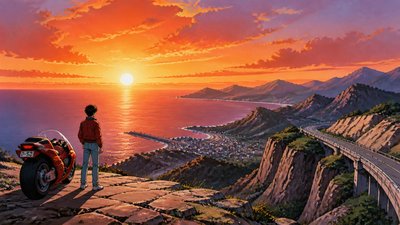 sweeping panoramic landscape with a dramatic sky