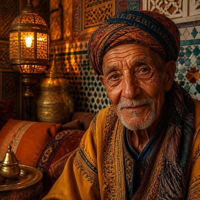 close-up portrait of an elderly person with expressive weathered features