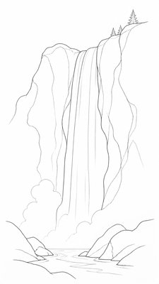 towering waterfall cascading down a cliff