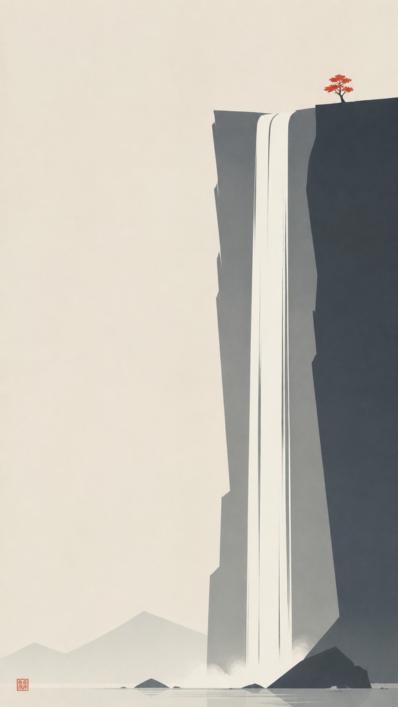 towering waterfall cascading down a cliff