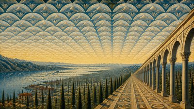 sweeping panoramic landscape with a dramatic sky