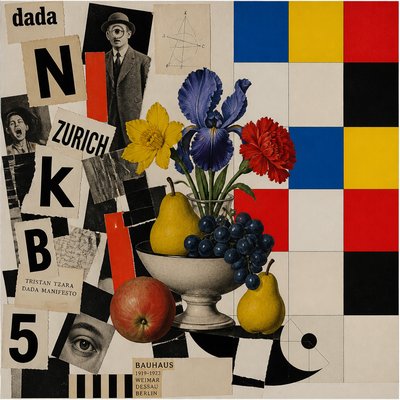 still life arrangement of fruits and flowers