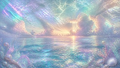 a panoramic ocean horizon with towering clouds at golden hour, no people