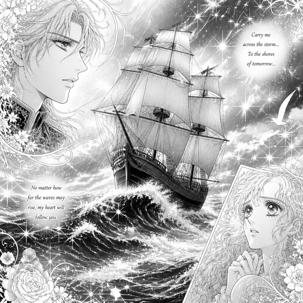 sailing ship on a stormy sea