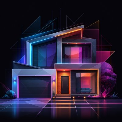 house with front view — Digital Geometric Art