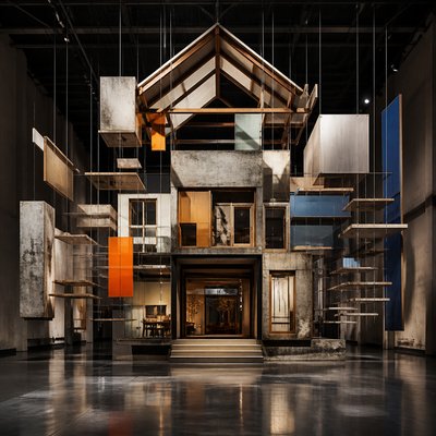 house with front view — Installation Modern Art Style